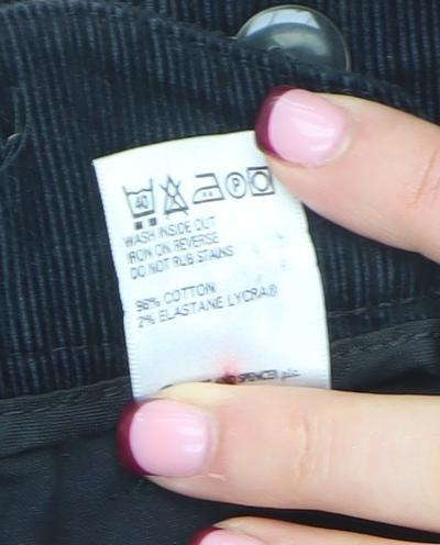 Marks and Spencer Women's Black Corduroy Trousers Size 8 Long Stretch