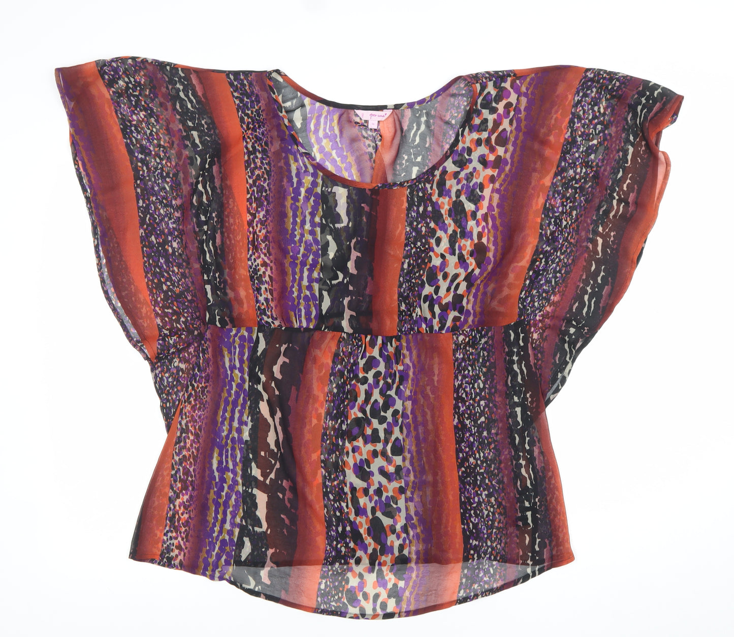 Per Una Women’s Multicoloured Sheer Tunic Blouse Size 14