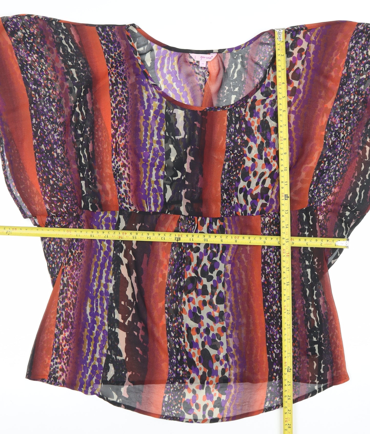 Per Una Women’s Multicoloured Sheer Tunic Blouse Size 14