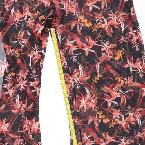 Figleaves Curve Womens Multicoloured Floral Chiffon Wide-Leg Cropped Trousers Size 14
