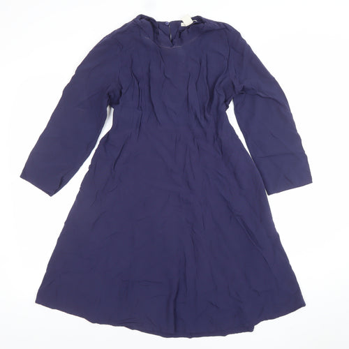 H&M Maternity Blue A-Line Knee Length Long Sleeve Dress Size S