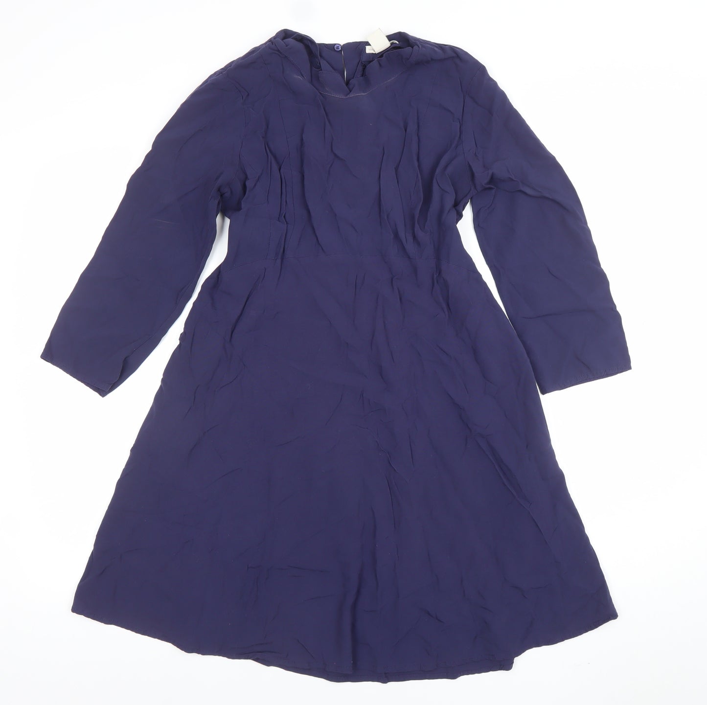 H&M Maternity Blue A-Line Knee Length Long Sleeve Dress Size S