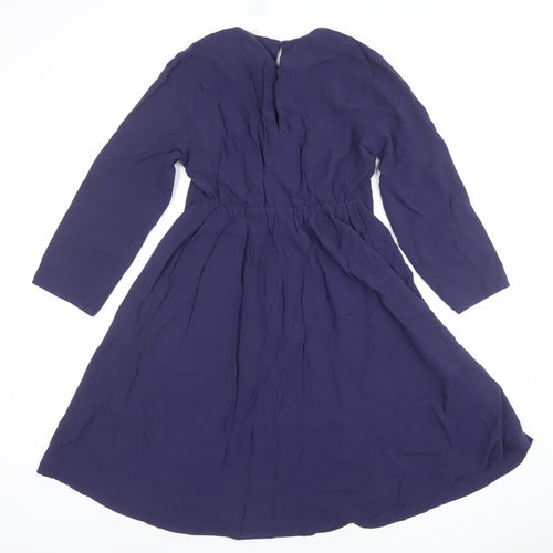 H&M Maternity Blue A-Line Knee Length Long Sleeve Dress Size S