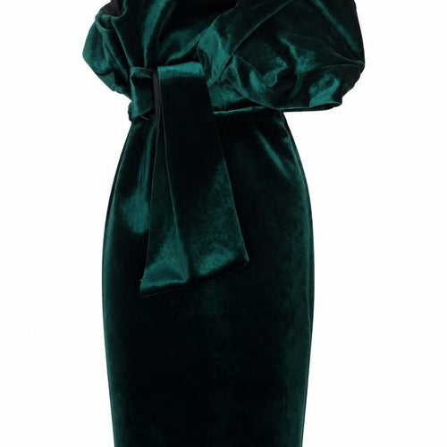 ASOS Women’s Green Velvet Off Shoulder Midi Bodycon Dress Size 10