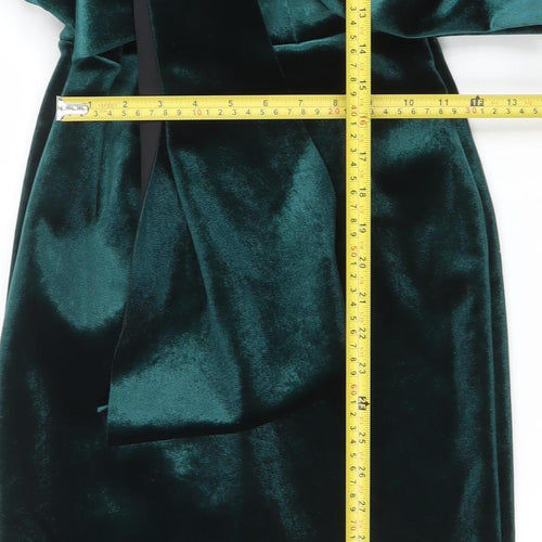 ASOS Women’s Green Velvet Off Shoulder Midi Bodycon Dress Size 10
