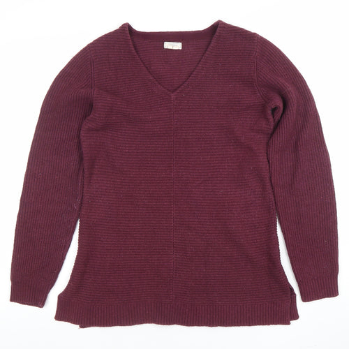 Fat Face Women’s Purple Cotton Wool V-Neck Long Sleeve Jumper Size 10