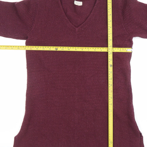 Fat Face Women’s Purple Cotton Wool V-Neck Long Sleeve Jumper Size 10