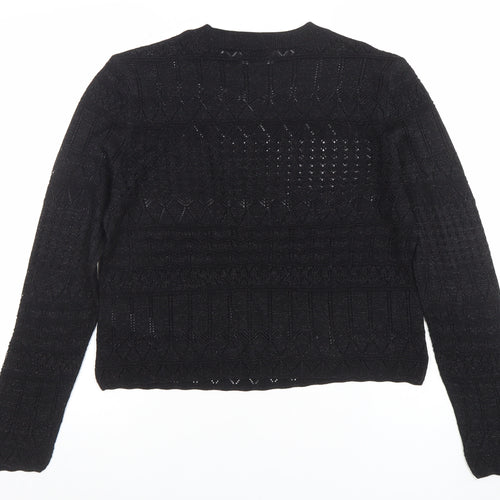Marks and Spencer Women's Black Open-Knit Cotton Blend Jumper L