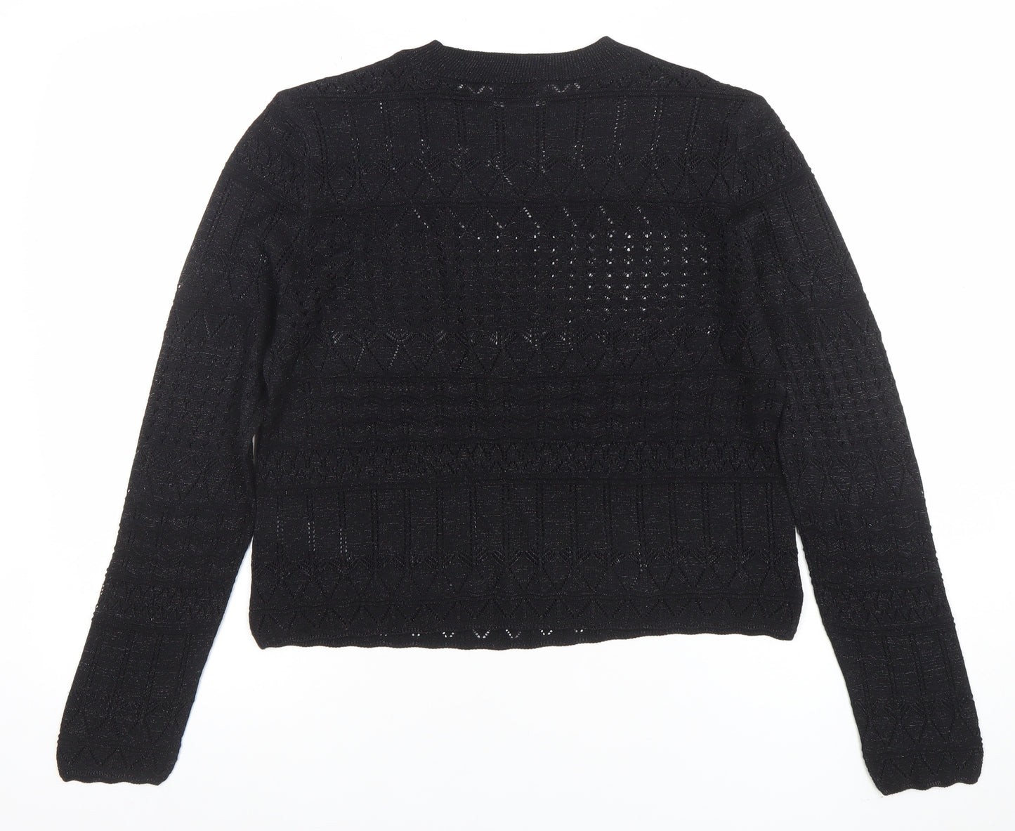 Marks and Spencer Women's Black Open-Knit Cotton Blend Jumper L