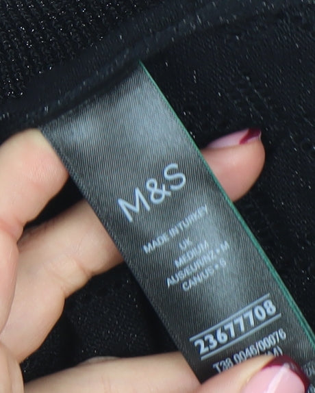 Marks and Spencer Women's Black Open-Knit Cotton Blend Jumper L