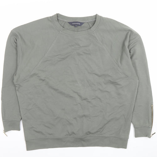 Sosandar Women’s Grey Size 12 Cotton Blend Crew Neck Sweatshirt