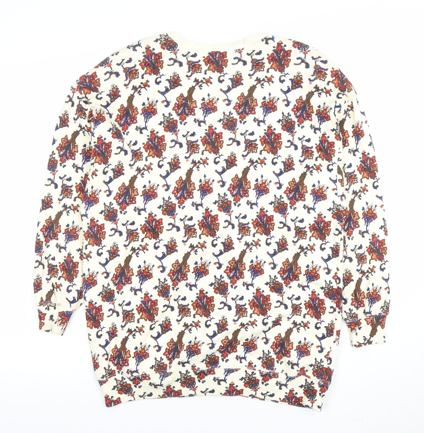 Cambridge Sportsclub Women's Ivory Floral Cotton V-Neck Cardigan M