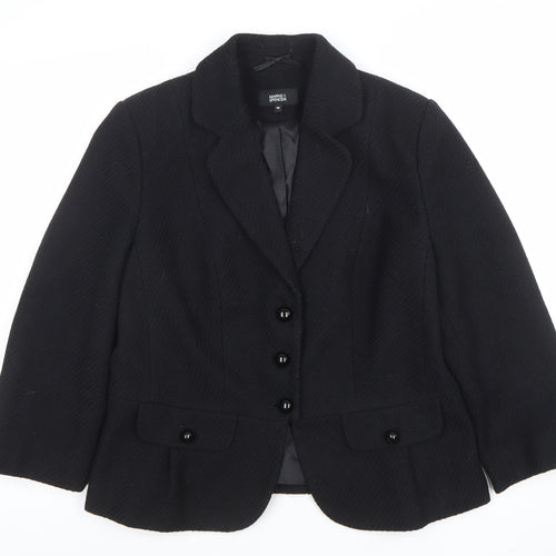Marks and Spencer Women’s Black Wool Blend Tailored Blazer Size 16