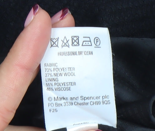 Marks and Spencer Women’s Black Wool Blend Tailored Blazer Size 16