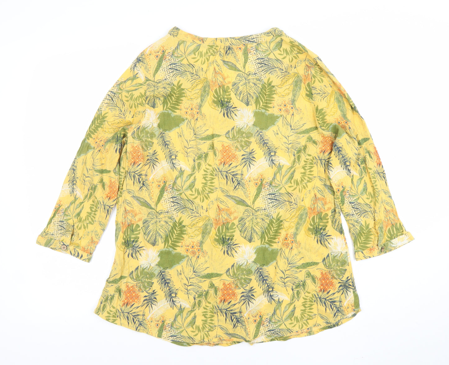 Isle Collection Womens Yellow Cotton Floral Tunic Blouse Size 20