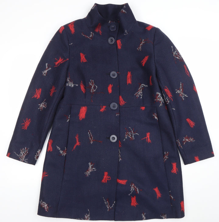 Gerard Women's Blue Wool Blend Mid-Length Button Coat Size 14