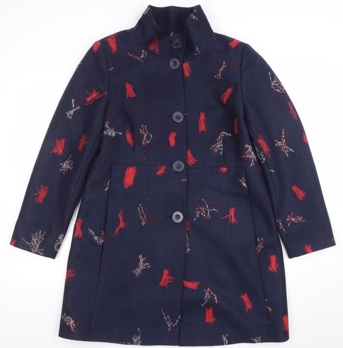 Gerard Women's Blue Wool Blend Mid-Length Button Coat Size 14