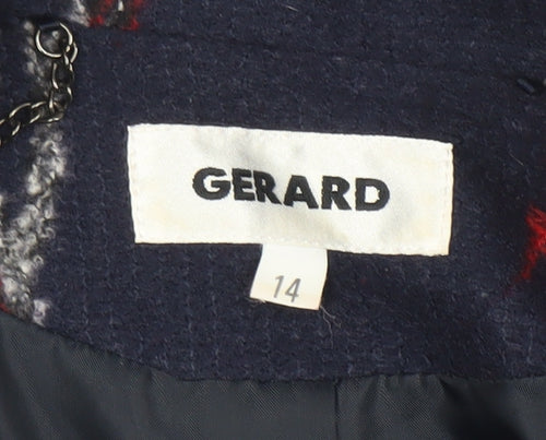 Gerard Women's Blue Wool Blend Mid-Length Button Coat Size 14