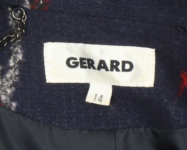 Gerard Women's Blue Wool Blend Mid-Length Button Coat Size 14