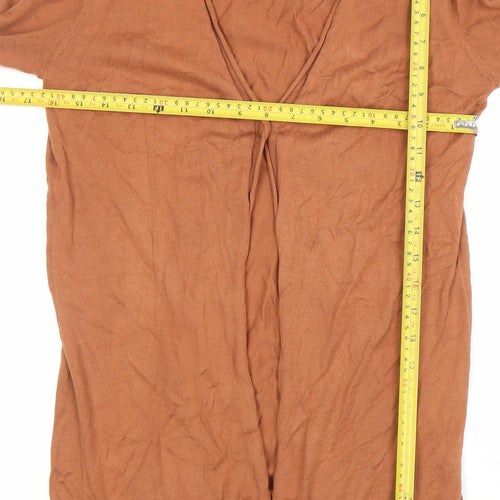 Sandwich Women Brown Long Sleeve Open Cardigan Size S 100% Cotton