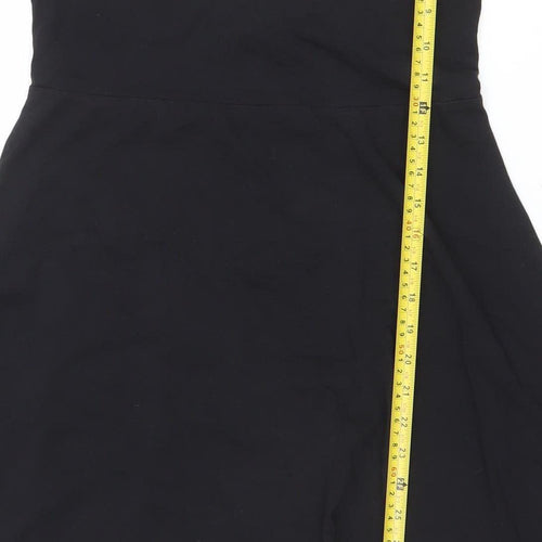 ASOS Women’s Black A-Line Scallop V-Neck Knee Length Dress Size 10
