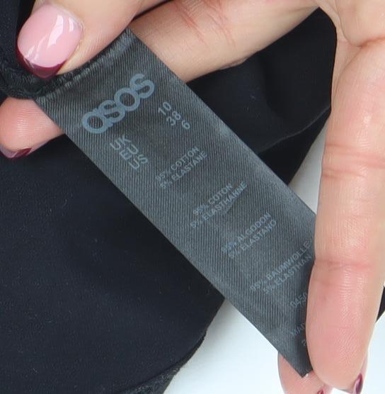 ASOS Women’s Black A-Line Scallop V-Neck Knee Length Dress Size 10