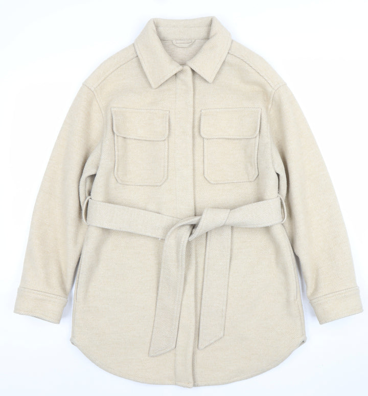 Marks and Spencer Womens Beige Belted Twill Jacket Size 8