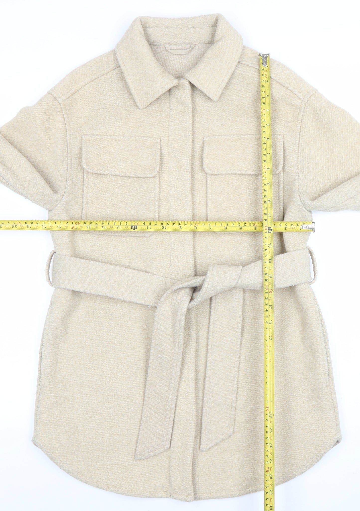 Marks and Spencer Womens Beige Belted Twill Jacket Size 8