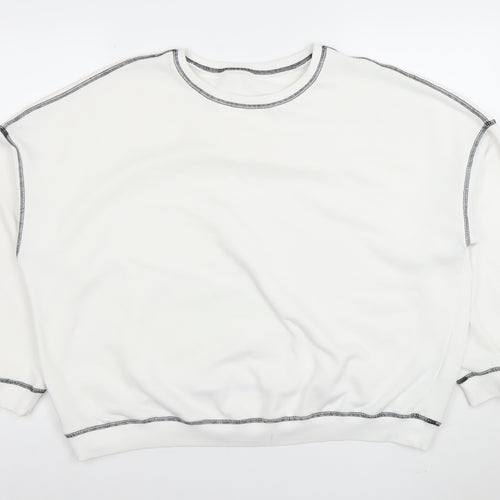 Cider Womens White XL Pullover Sweatshirt Cotton Blend Crew Neck