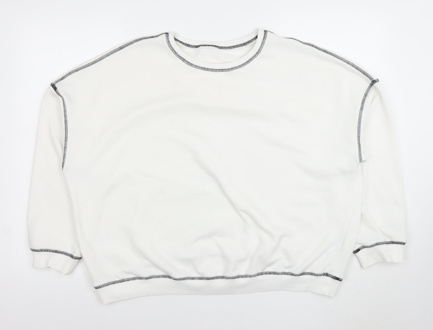 Cider Womens White XL Pullover Sweatshirt Cotton Blend Crew Neck