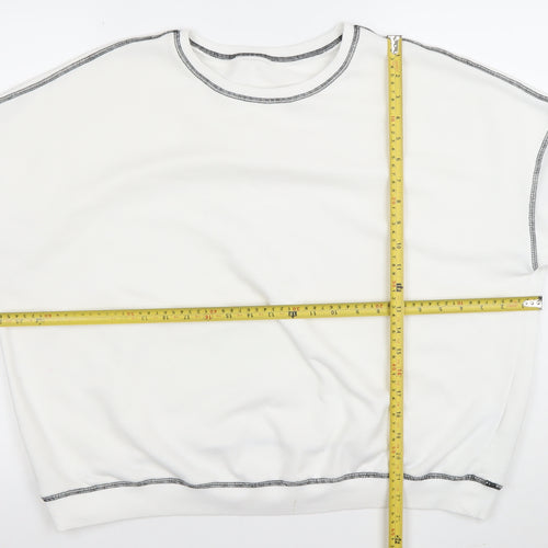 Cider Womens White XL Pullover Sweatshirt Cotton Blend Crew Neck