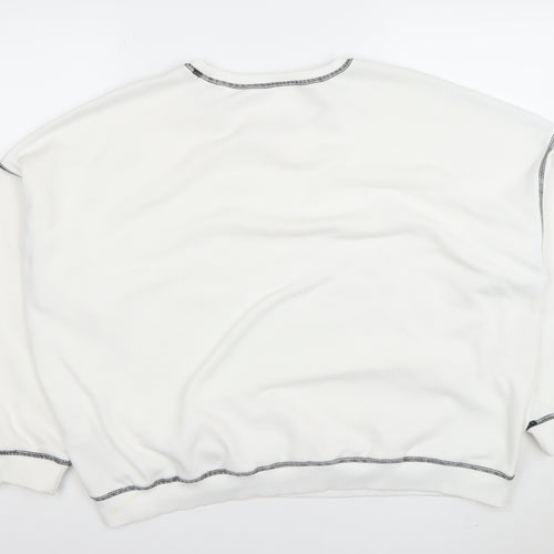 Cider Womens White XL Pullover Sweatshirt Cotton Blend Crew Neck