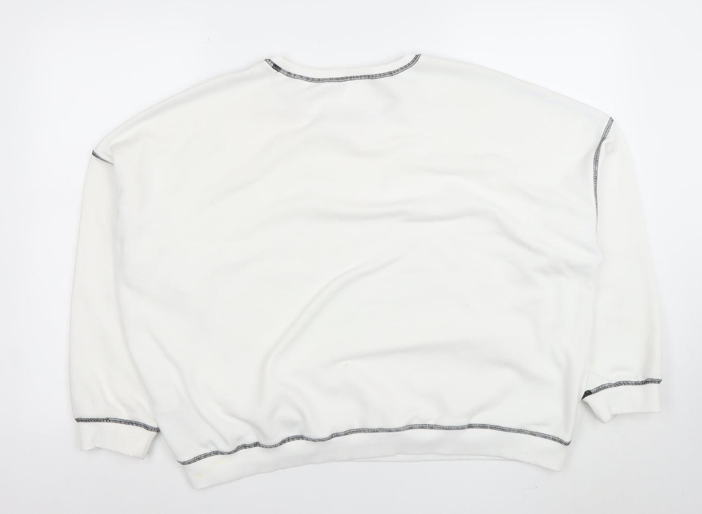 Cider Womens White XL Pullover Sweatshirt Cotton Blend Crew Neck