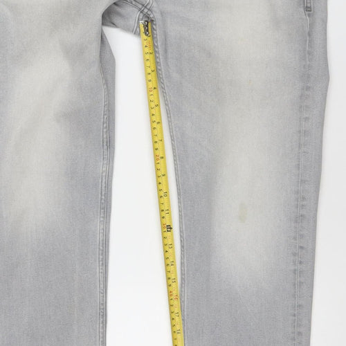 Pepe Jeans Men’s Grey Light Wash Straight Fit Stretch Denim Jeans 34/33