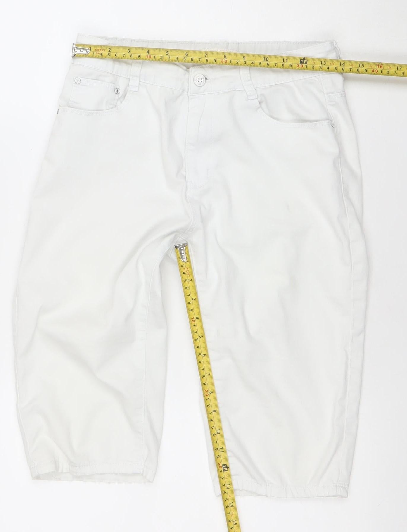 Miss Fanny Women's White Size 10 Bermuda Shorts Cotton Stretch