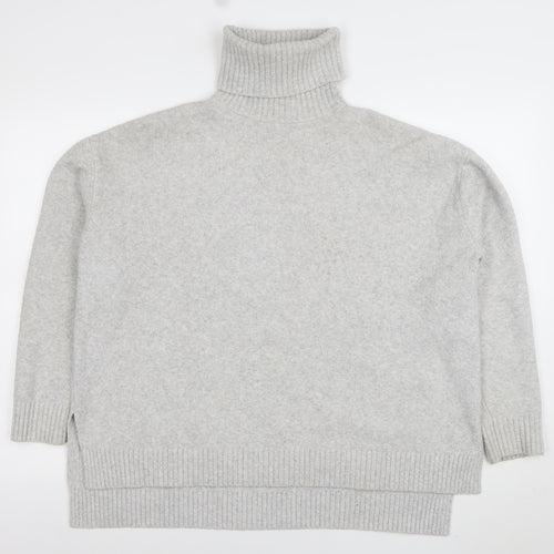 Tommy Jeans Womens Grey Roll Neck Wool Blend Jumper XS
