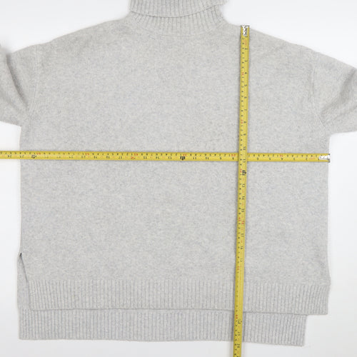Tommy Jeans Womens Grey Roll Neck Wool Blend Jumper XS