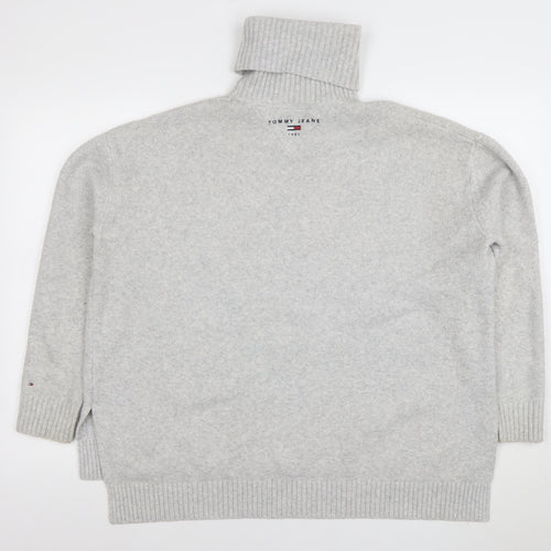 Tommy Jeans Womens Grey Roll Neck Wool Blend Jumper XS