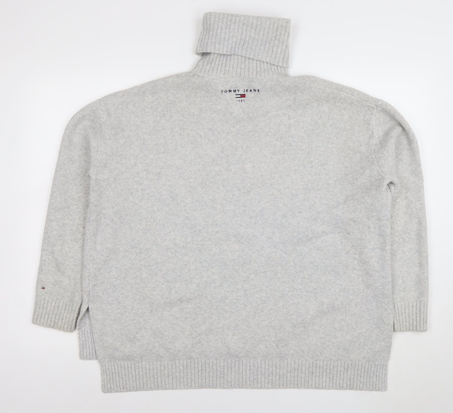Tommy Jeans Womens Grey Roll Neck Wool Blend Jumper XS