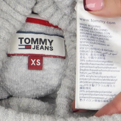 Tommy Jeans Womens Grey Roll Neck Wool Blend Jumper XS