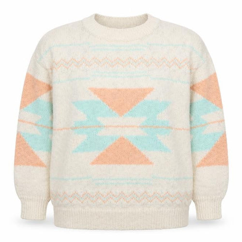 Mango Women Ivory Aztec Knit Wool Blend Pullover Jumper Size 12