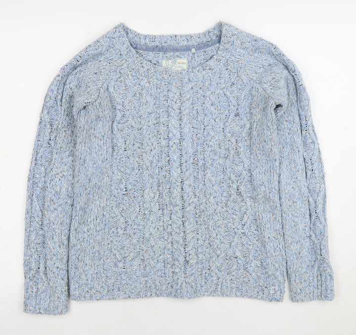Fat Face Women's Blue Cable-Knit Wool Blend Jumper Size 10