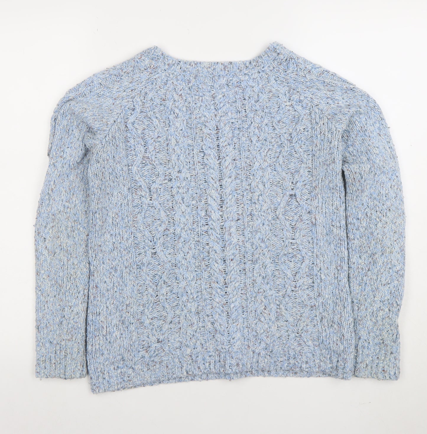 Fat Face Women's Blue Cable-Knit Wool Blend Jumper Size 10