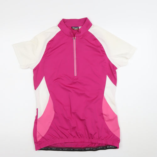 Crivit Women’s Pink Cycling Jersey Top Size 12 Short Sleeve 1/4 Zip