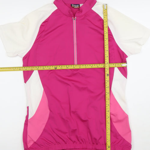 Crivit Women’s Pink Cycling Jersey Top Size 12 Short Sleeve 1/4 Zip