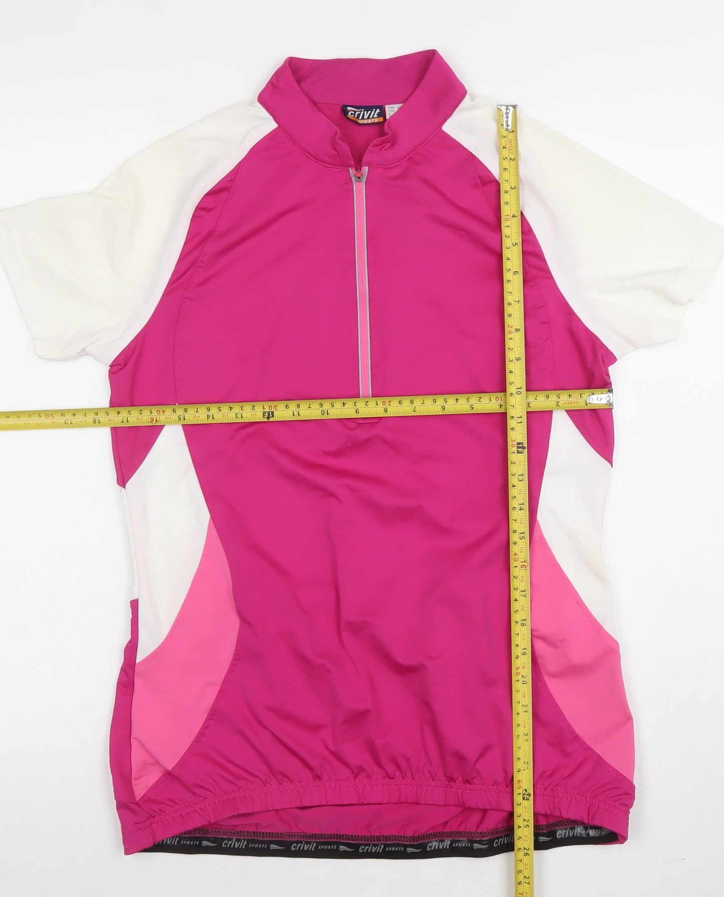 Crivit Women’s Pink Cycling Jersey Top Size 12 Short Sleeve 1/4 Zip