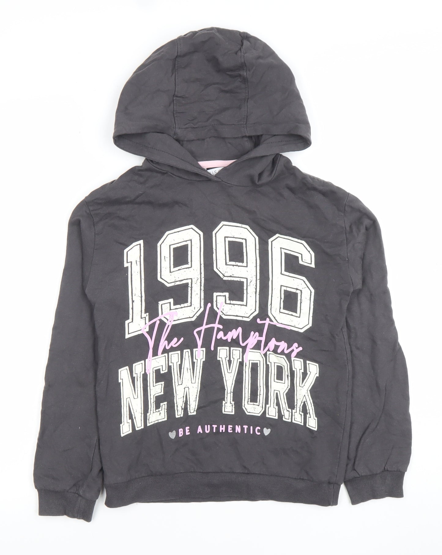 MISO Girls Black 10-11 Years Pullover Hoodie 1996 New York Graphic