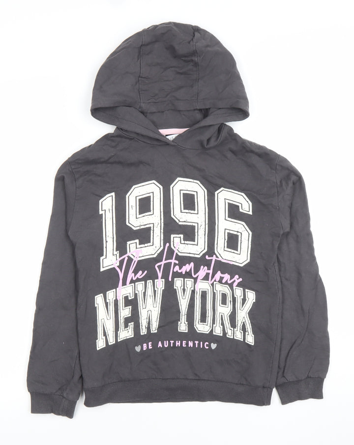 MISO Girls Black 10-11 Years Pullover Hoodie 1996 New York Graphic