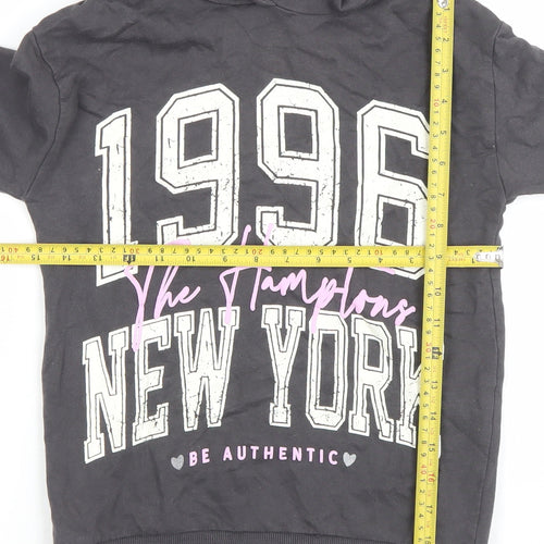 MISO Girls Black 10-11 Years Pullover Hoodie 1996 New York Graphic