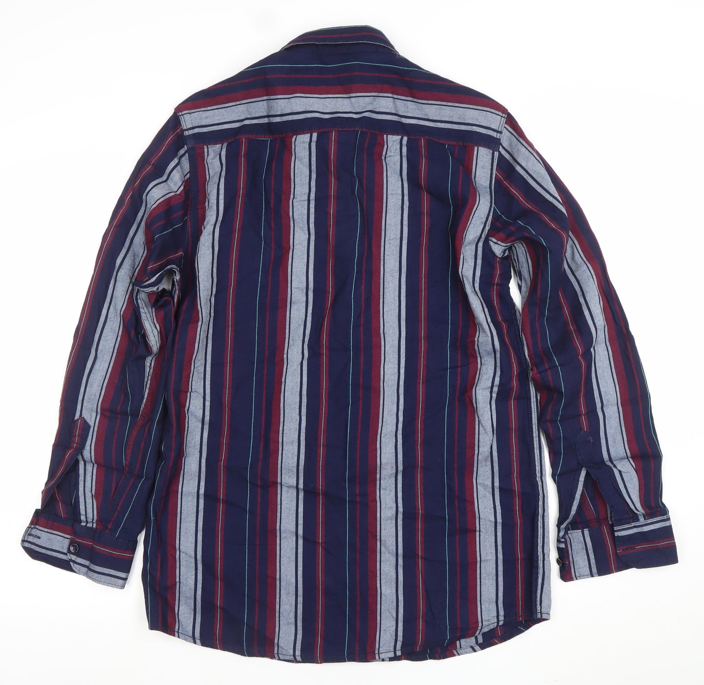 HELLO MAN Men's Blue Striped Long Sleeve Button-Up Cotton Shirt L